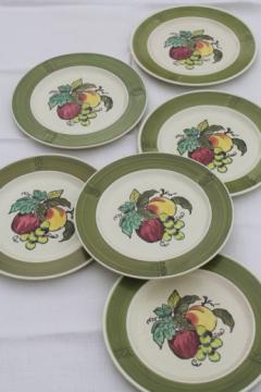 Vintage Metlox provincial fruit pattern green band dinner plates