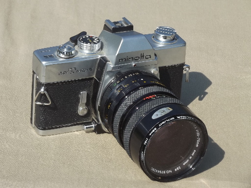 Vintage Minolta 35mm SLR cameras, Minolta SRT 101 & SRT MCII Soligor lens