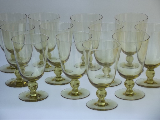 Vintage Morgantown Americana water glasses, 50s topaz yellow goblets
