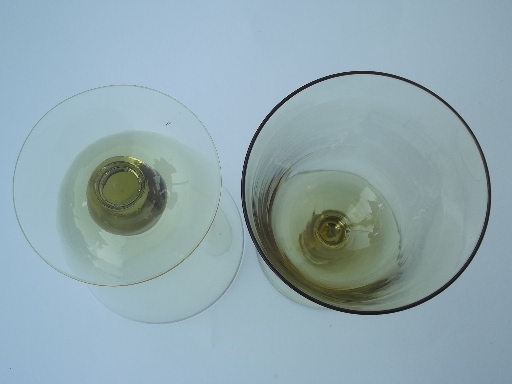 Vintage Morgantown Americana water glasses, 50s topaz yellow goblets