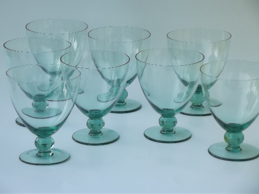 Vintage Morgantown Americana wine glasses, 50s seafoam green goblets