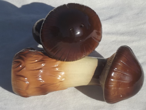Vintage mushrooms salt & pepper shakers, magic forest woodland style