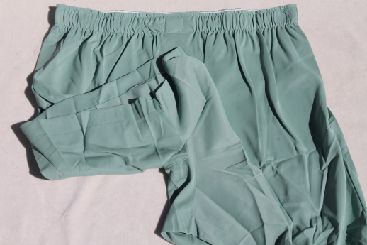 Vintage pale green nylon boxer shorts, 80s deadstock mens underwear Munsingwear trico-lon boxers