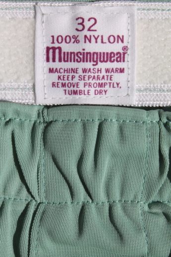 Vintage pale green nylon boxer shorts, 80s deadstock mens underwear Munsingwear trico-lon boxers