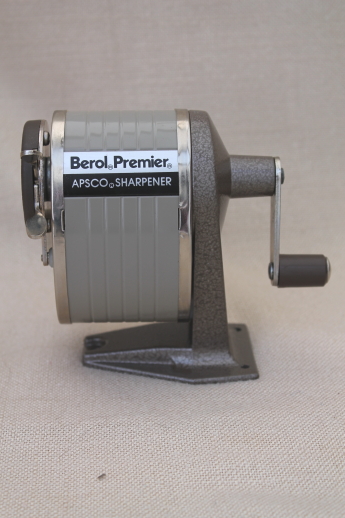Vintage pencil sharpener, all metal hand crank Berol Premier Apsco sharpener