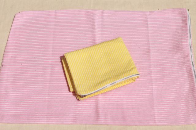 vintage pink & yellow zip pillowcase shams, 70s toughcord corded weave cotton/poly