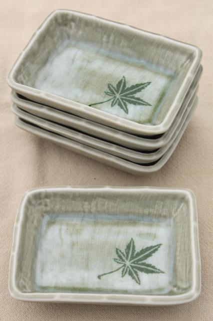 vintage pottery dishes or ashtrays w/ marijuana leaf design, hippie 60s 70s retro