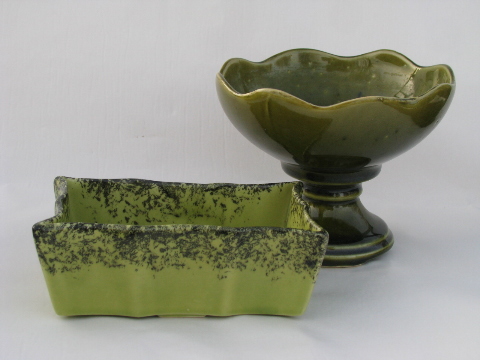 Vintage pottery planters lot, all shades of green - Floraline McCoy, Brush etc.