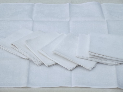 Vintage pure linen damask napkins lot, linen damask dinner napkins set