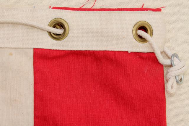vintage red white & blue Bicentennial sail cloth canvas ditty bag, drawstring tote mailbag