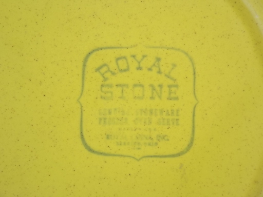 Vintage Royal Stone stoneware dishes set in retro 60s 70s yellow gold