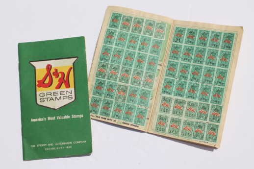 Vintage savings stamps lot, S&H Green Stamps, Top Value stamp books etc.