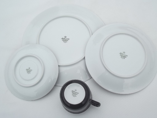 Vintage Seltmann Weiden Bavaria china dishes set for 4, solid black & white