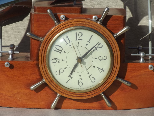 Vintage Sessions ship clock, old Yankee Clipper ship electric clock
