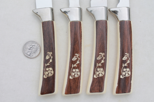 Vintage Sheffield steel carving knives, steak knives set, frozen food knife
