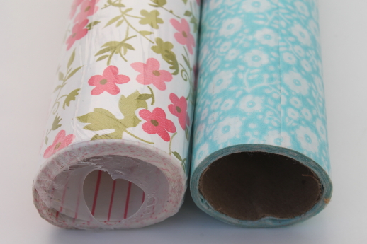 Vintage shelf paper & contact paper lot in retro flowers print patterns