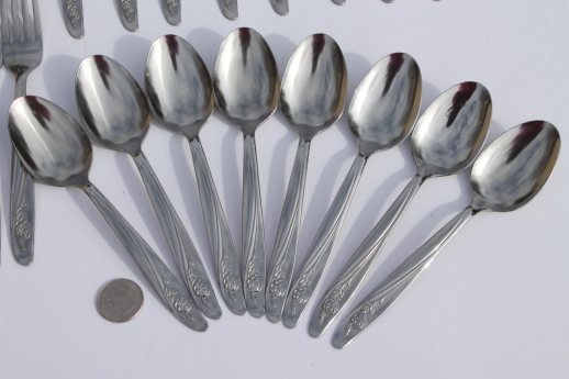 Vintage silverware set for 8, Roseanne Oneida stainless steel flatware