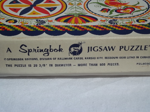 Vintage Springbok Okta-puzzle jigsaw, Pennsylvania Dutch hex signs