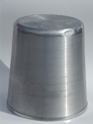 Vintage spun aluminum wastebasket machine age  midcentury modern trash can