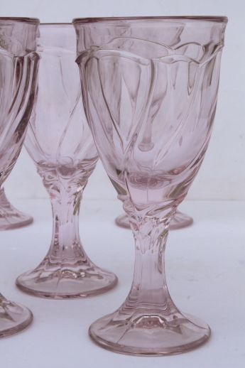 Vintage Sweet Swirl Noritake crystal pink glass wine glasses set of 6