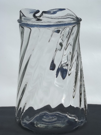 Vintage swirl pattern glass pitcher, retro iced tea or lemonade pitcher