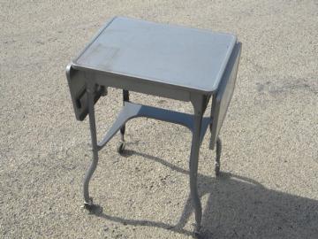 Vintage typewriter table, industrial metal desk, typewriter stand cart