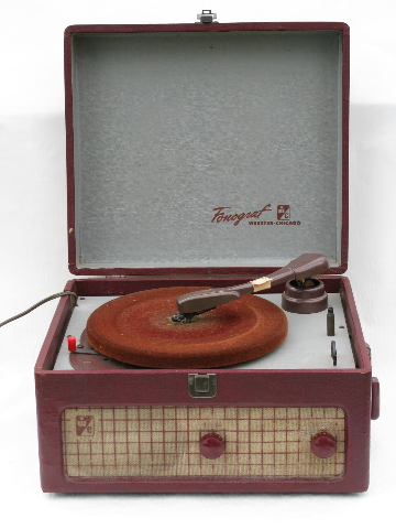 Vintage vacuum tube Webster-Chicago portable phonograph turntable