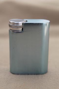 Vintage Vendome atomizer, mid-century mod ice blue & silver brushed metal perfume