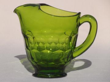 Vintage Viking Georgian lime green glass pitcher, 70s retro!