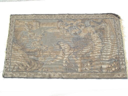 Vintage wall hanging, old velvet tapestry w/ Spanish dancers, Italy?