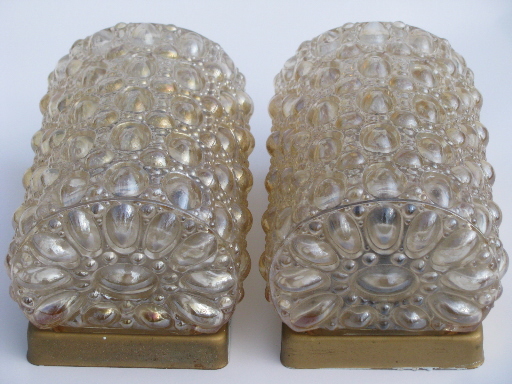 Vintage wall sconce lighting fixtures w/iridescent bubble glass shades