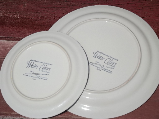 Watercolors stoneware dishes set for 6 retro Hearthside Japan dinnerware