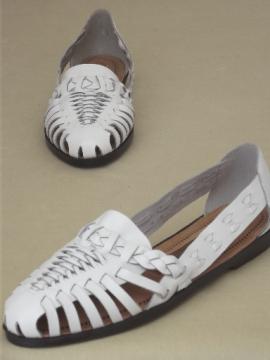 White leather huarache sandals, size 6 1/2 never worn vintage shoes