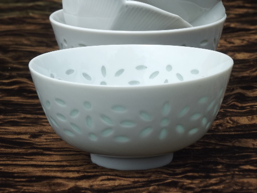 White porcelain rice / noddle bowls, rice china & lotus flower bowls