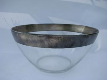 Wide silver band, mid-century modern glass bowl