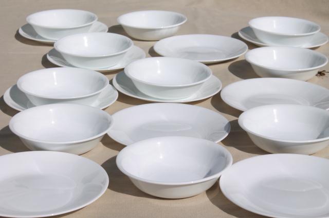 winter frost plain white Corelle glass bowls & bread plates set of 10