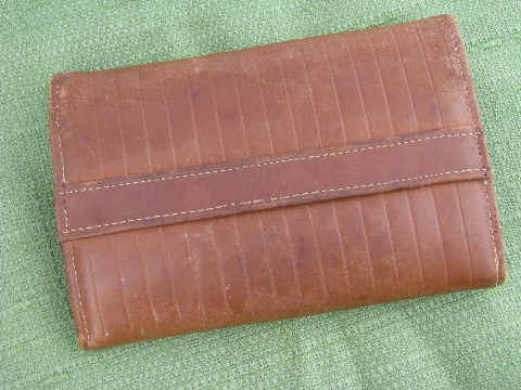 1920s - 30s vintage ladies clutch purse, art deco tooled leather envelope