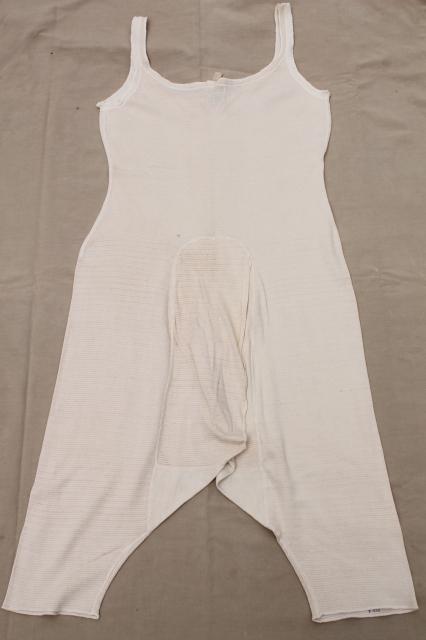 1920s vintage flapper girl union suit, Carter's label cotton long underwear one piece