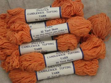 1930s vintage heavy cotton rug yarn lot, 12 skeins apricot-peach