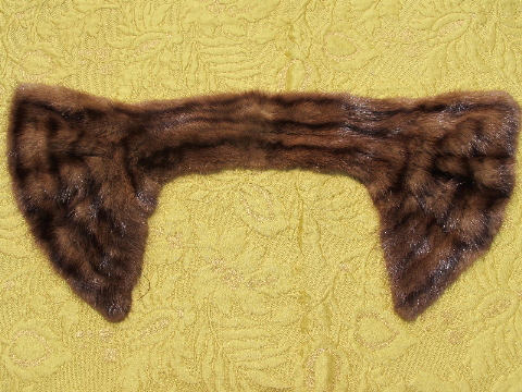 1930s-40s vintage jabot pleated mink collar, fur sweater collar