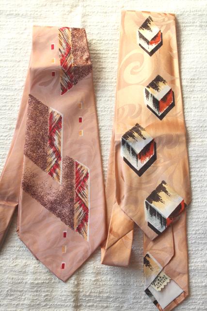 1940s 1950s vintage neckties lot, men's silk ties, clip on tie, wide & skinny ties