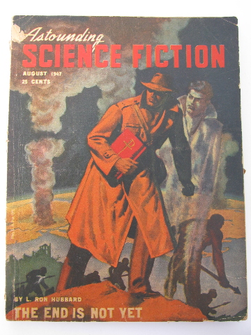 1940s sci-fi magazine pulp cover, Astounding Science Fiction, L. Ron Hubbard