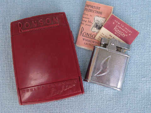 1940s vintage Ronson whirlwind lighter w/original case engraved WLG