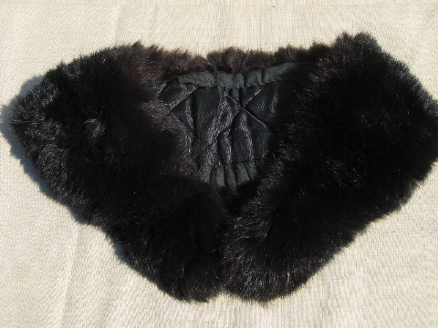 1940s-50s vintage black bunny fur collar for cardigan sweater / jacket