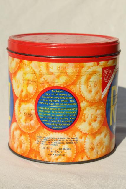 1950s vintage Ritz crackers advertising tin, cracker jar canister