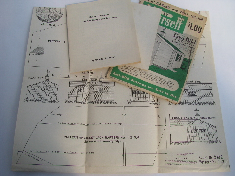 1950s vintage architectural drawings & plans for a garage or garden