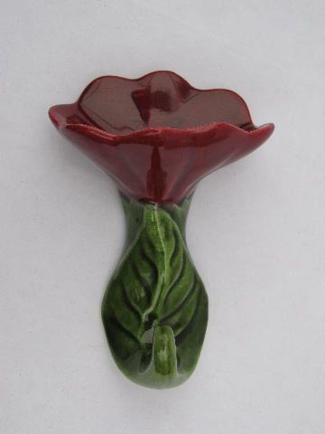 1950s vintage California pottery flower, jewelry hook / ring holder