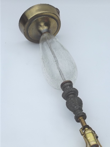 1950s vintage crackle glass lamp, crystal & spelter Hollywood regency lamp