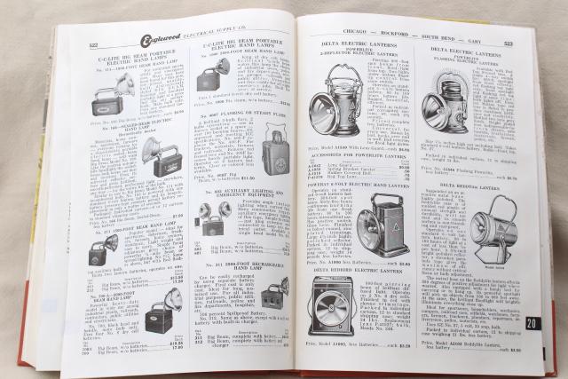 1950s vintage electrical supply catalog, fans, lighting, light socket fixtures