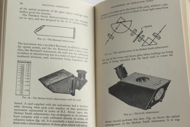 1950s vintage guide to Practical Gemology precious gems handbook, old British jeweler ads